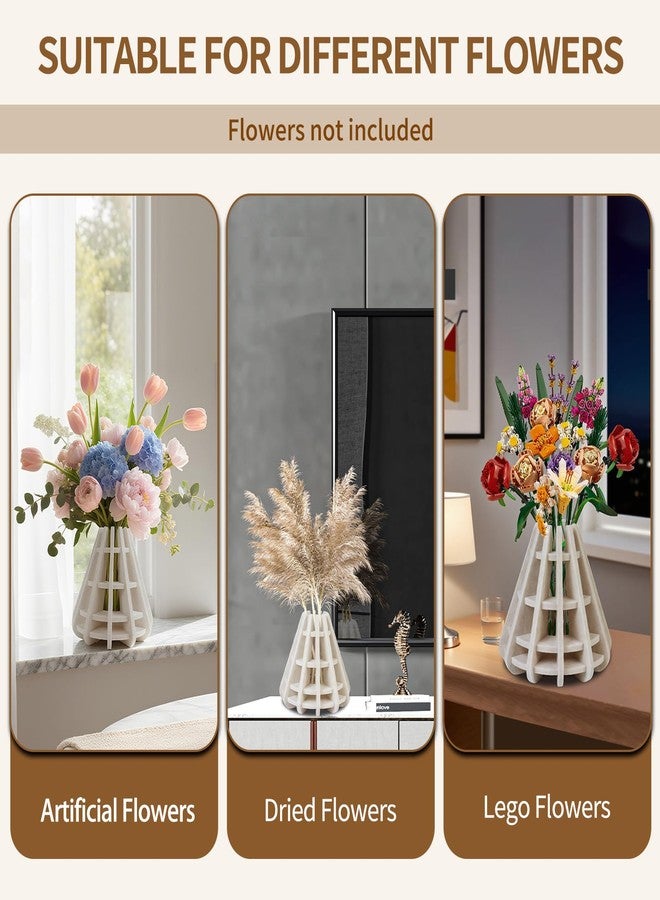 BXI Felt Artificial Flowers Vase - 8 Inch Unbreakable Fake Plants Vase, Creative DIY Faux Dried Flowers Vases, Modern Boho Home Decor for Living Room, Dining Table, Bedroom, Kitchen, Shelf, Entryway - Image 5